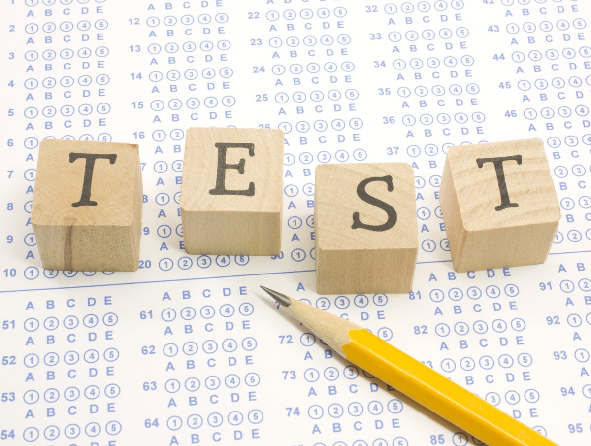 An exam scantron